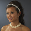 * Pearl Ribbon Style Bridal Wedding Headband HP 8207 White