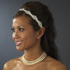 * Pearl Ribbon Style Bridal Wedding Headband HP 8207 White