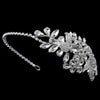 Silver Clear Floral Bridal Wedding Side Headband with Gemstones & Rhinestones