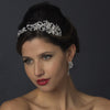 Antique Silver Clear Rhinestone Floral Leaf Vine Side Accented Bridal Wedding Headband Headpiece 961