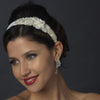 * Bugle Bead, Pearl & Rhinestone Double Side Accented Floral Bridal Wedding Headband 962