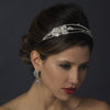 Silver Clear Princess Cut Rhinestone & Austrian Crystal Bead Floral Leaf Triple Side Accented Bridal Wedding Headband Headpiece 9991