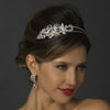 Silver Clear Rhinestone Floral Swirl Double Bridal Wedding Side Headband