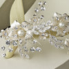 Floral Silver Vine High Wedge Bridal Wedding Flip Flops with Rhinestone & Pearl Accents