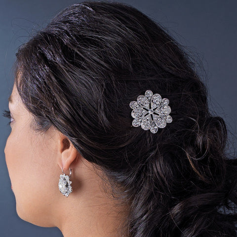 Elegant Vintage Pave Crystal Bridal Wedding Hair Pin for Bridal Wedding Hair or Gown Bridal Wedding Brooch 25 Antique Silver with Rhinestones