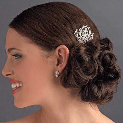 Elegant Antique Silver Vintage Crown Rhinestone Bridal Wedding Hair Pin for Bridal Wedding Hair or Gown Bridal Wedding Brooch 8007