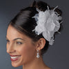 Bridal Wedding Flower Headpiece with Crystals & Feathers Bridal Wedding Hair Clip 1142 White or Ivory