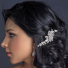 Antique Silver Clear Crystal & Diamond White Pearl Bridal Wedding Hair Clip 1773