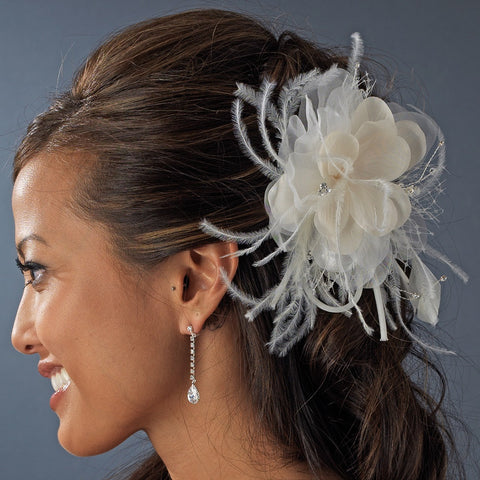 Ivory Rum Feather Fascinator Bridal Wedding Hair Clip 2629