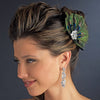 * Peacock Feather Bridal Wedding Hair Clip w/ Rhinestone Cluster 2644