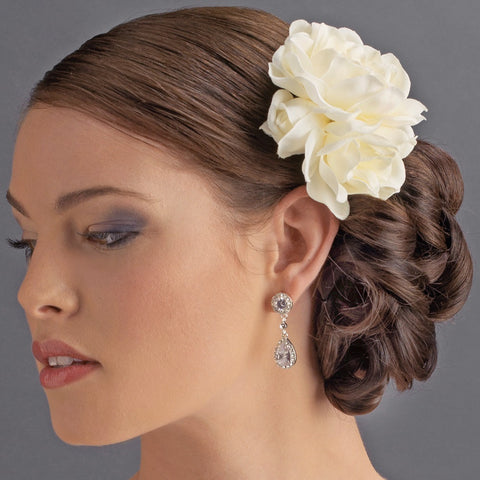Ivory Gardenia Cluster Bridal Wedding Hair Flower on Bridal Wedding Hair Clip 411 with Bridal Wedding Brooch Pin
