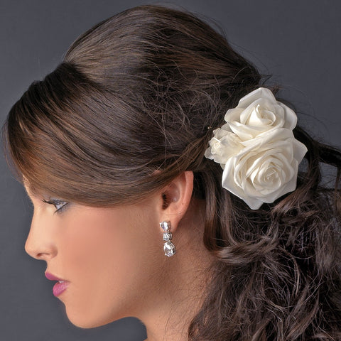 Triple Flower Bridal Wedding Hair Clip 412 with Bridal Wedding Brooch Pin