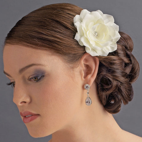 * Jeweled Delphinium Flower Bridal Wedding Headpiece Bridal Wedding Hair Clip 413 White or Ivory
