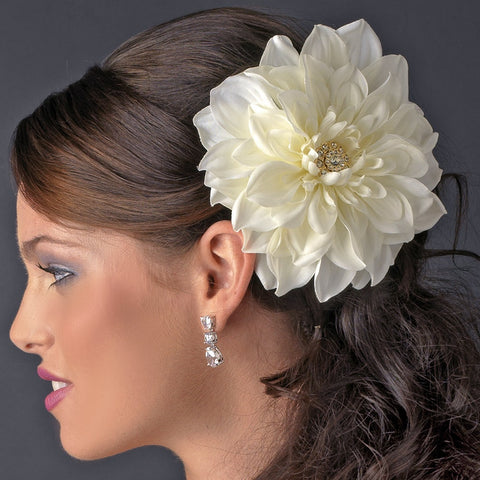 * Elegant Rhinestone Jeweled Royal Gerber Flower Bridal Wedding Hair Clip - Bridal Wedding Hair Clip 417