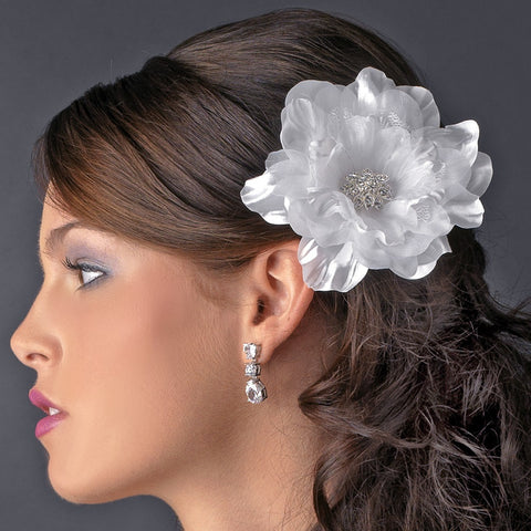 Beautiful Crystal Accented Flower Bridal Wedding Hair Clip or Bridal Wedding Hair Clip Bridal Wedding Brooch 426 White or Ivory