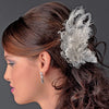 Fabulous White or Ivory Feather Bridal Wedding Hair Clip or Bridal Wedding Hair Clip Bridal Wedding Brooch w/ Silver Clear Rhinestones 458