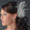 * Stunning White or Ivory Feather & Clear Rhinestone Flower Bridal Wedding Hair Clip 4632