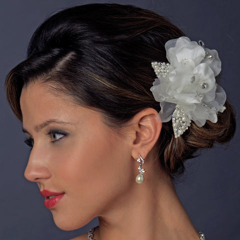 * Pearl & Crystal Rhinestone Bridal Wedding Flower Bridal Wedding Hair Clip 5285