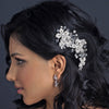 Silver Clear Swarovski Crystal Bead & Rhinestone Flower Bridal Wedding Hair Clip 7040