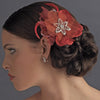 * Red Bridal Wedding Feather Fascinator Bridal Wedding Hair Clip Bridal Wedding Brooch 8106