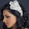 Ornate Side Accented Russian Tulle Cap Bridal Wedding Hair Clip 9643