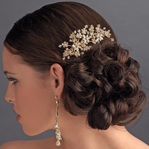 Swarovski Crystal Bridal Wedding Hair Comb 001 Gold