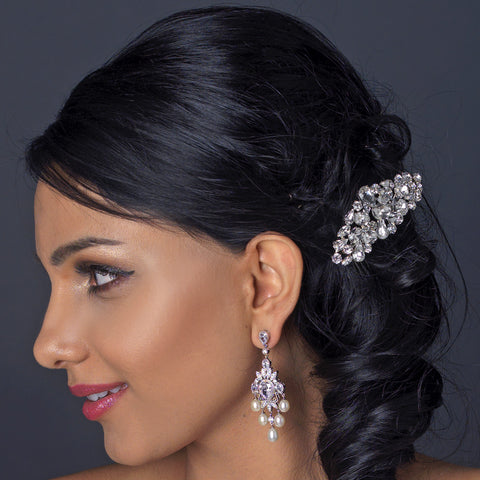 Silver Clear Multi Cut Rhinestone Bridal Wedding Hair Comb 1345