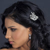 Rhodium Clear Flower Rhinestone Bridal Wedding Hair Comb 1364