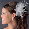 * Luxurious White or Ivory Tulle & Feather Bridal Wedding Hair Comb w/ Austrian Crystals 3201