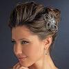 Antique Silver Clear Swarovski Crystal & Rhinestone Flower Bridal Wedding Hair Comb 3672