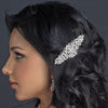 Antique Silver Rhodium Clear Rhinestone & Ivory Pearl Floral Bridal Wedding Hair Comb 654