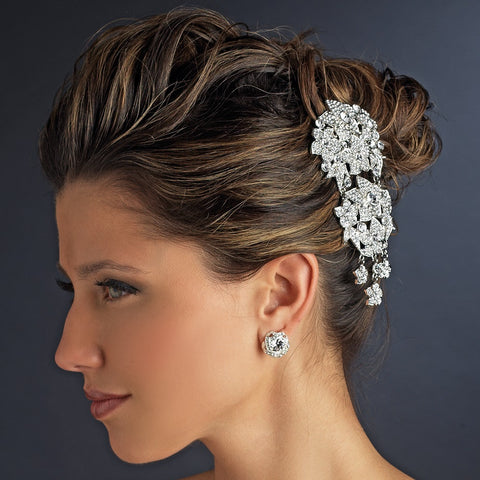 Vintage Silver Clear Rhinestone Bridal Wedding Hair Comb 6545