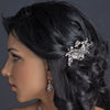 Antique Silver Freshwater Pearl & Crystal Swirl Bridal Wedding Hair Comb 760