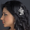 Antique Silver Freshwater Pearl, Swarovski Crystal & Rhinestone Flower and Leaf Bridal Wedding Hair Comb 761