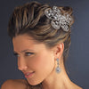Antique Silver Clear Swarovski Crystal Bead & Rhinestone Floral Bridal Wedding Hair Comb 765
