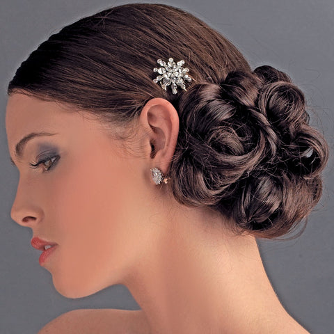 Ravishing Gold Starburst Bridal Wedding Hair Comb w/ Clear Rhinestones 8285
