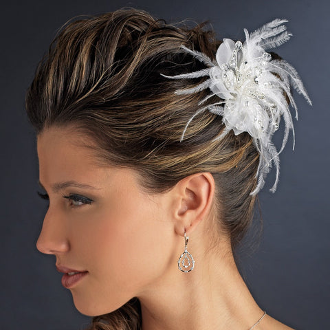 Delicate Feather Flower Bridal Wedding Hair Accessory Bridal Wedding Hair Comb 8391 Ivory or White