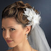 Feather Flower Bridal Wedding Hair Comb Adorn with Swarovski & Rhinestones Bridal Wedding Hair Comb 8397 Ivory or White