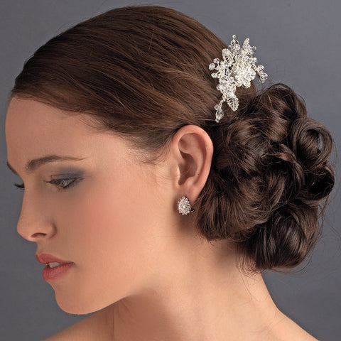 Flower Rhinestone Crystal Glamour Bridal Wedding Hair Comb 8417