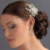 Elegant Ivory Crystal Pearl Flower Bridal Wedding Hair Comb - Bridal Wedding Hair Comb 8430