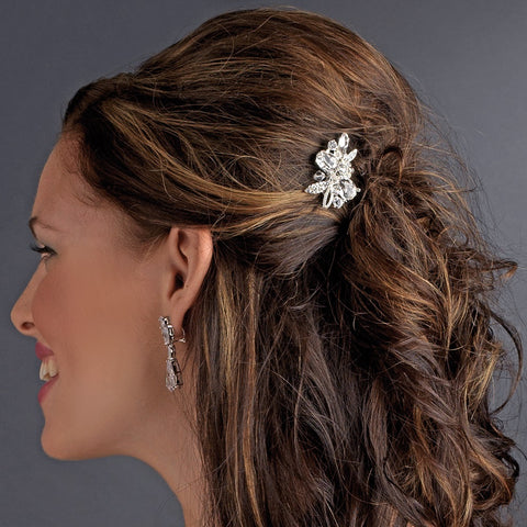 Silver Clear Bridal Wedding Hair Comb 8981