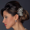 Silver Clear Austrian Crystal Swirl Flower Bridal Wedding Hair Comb 925