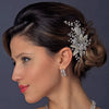 Antique Silver Crystal Flower Bridal Wedding Hair Comb 935