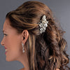 Charming Silver Floral Bridal Wedding Hair Comb w/ Clear Crystals & Rhinestones 9804