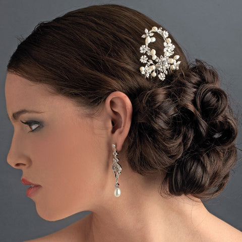 * Radiant Rhinestone & Freshwater Pearl Bridal Wedding Hair Comb 9905