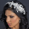 HP 1265 Ivory Lace Flexible Bridal Wedding Hair Applique Accented with Rhinestones, Crystals & Sequin