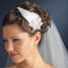* Silver Clear Rhinestone & Ivory Feather Side Accented Bridal Wedding Headband Headpiece 2013
