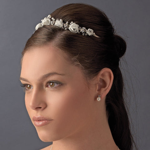 Silver White Bridal Wedding Headband HP 2322