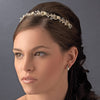 Precious Gold Clear Crystal & Ivory Flower Headpiece 3890