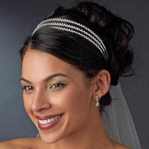 Silver Crystal Triple Band Bridal Wedding Headband HP 4093